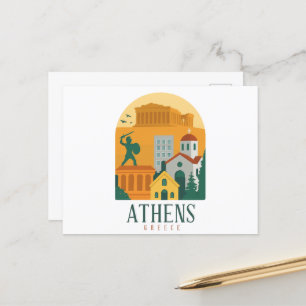 Vintage Athens Greece Travel – Parthenon & City Postcard