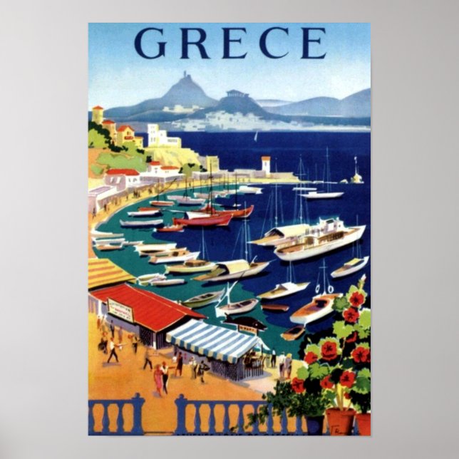 Vintage Athens Greece Travel Poster (Front)