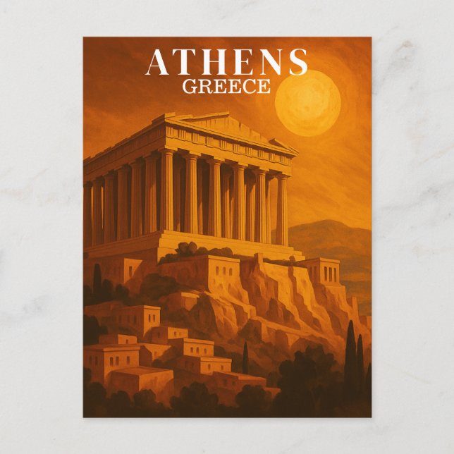 Vintage Athens Greece Travel Retro Postcard (Front)