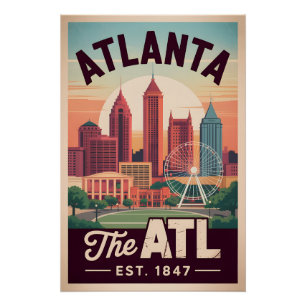 Vintage Atlanta Georgia The ATL Retro Travel Poster