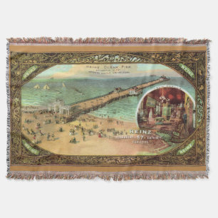 Vintage Atlantic City Pier Throw Blanket