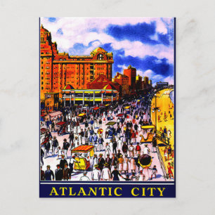 Vintage Atlantic City Train Travel Postcard