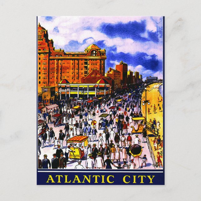 Vintage Atlantic City Train Travel Postcard (Front)