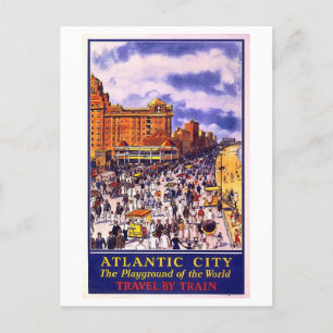 Vintage Atlantic City Travel Poster Postcard