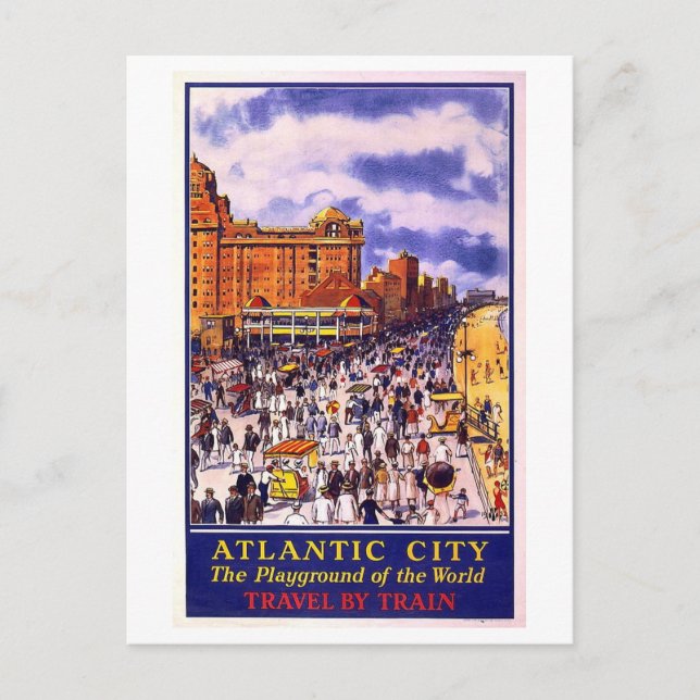 Vintage Atlantic City Travel Poster Postcard (Front)