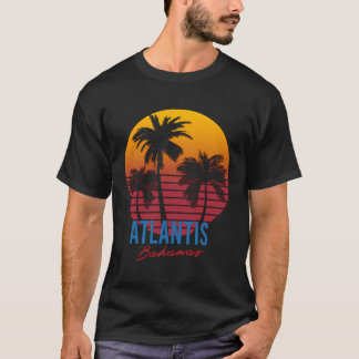 Vintage Atlantis Bahamas Palm Trees Sunset Retro T-Shirt