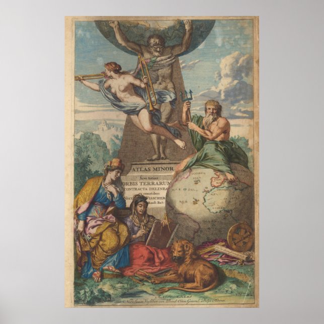 Vintage Atlas Illustration Poster (Front)