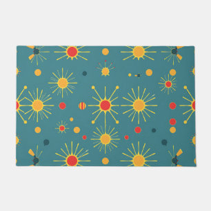 Vintage Atomic Burst Teal Pattern Doormat
