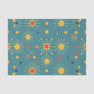 Vintage Atomic Burst Teal Pattern Tissue Paper