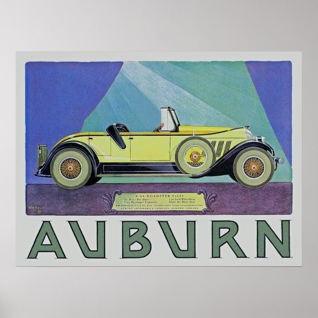 Vintage Auburn Automobile Ad Poster (Front)