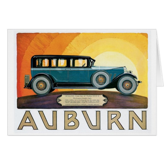 Vintage Auburn Motors Sunburst Ad (Front Horizontal)