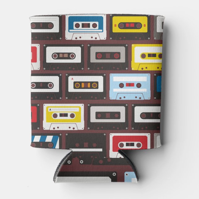 Vintage audio cassettes, seamless background. can cooler (Front)