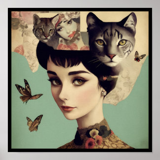 vintage audrey collage deco 2 poster