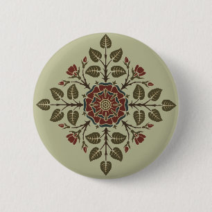 Vintage Audsley Tudor Rose Victorian Pattern Art 6 Cm Round Badge