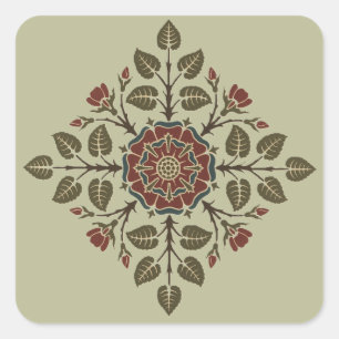 Vintage Audsley Tudor Rose Victorian Pattern Art Square Sticker