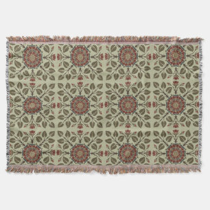 Vintage Audsley Tudor Rose Victorian Pattern Art Throw Blanket