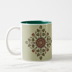Vintage Audsley Tudor Rose Victorian Pattern Art Two-Tone Coffee Mug
