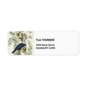 Vintage Audubon American Crow Bird Nature Art Return Address Label