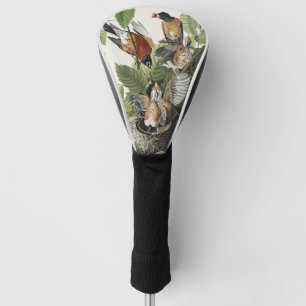Vintage Audubon American Robin Bird Nest Art Golf Head Cover
