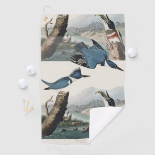 Vintage Audubon Belted Kingfisher Bird Art Golf Towel
