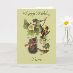 Vintage Audubon Bird Oriole Personalised Birthday Card