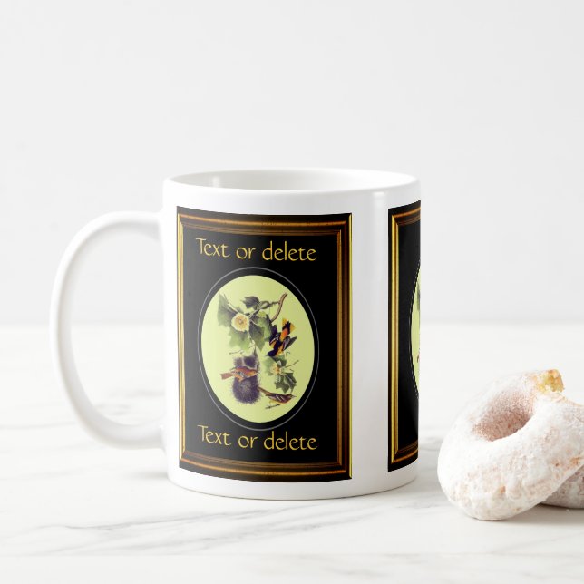 Vintage Audubon Birds Orioles Personalised  Coffee Mug (With Donut)