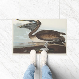 Vintage Audubon Brown Pelican Coastal Bird Art Doormat
