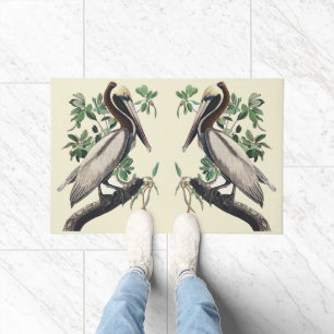 Vintage Audubon Brown Pelican Coastal Bird Art Doormat