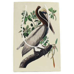 Vintage Audubon Brown Pelican Coastal Bird Art Medium Gift Bag