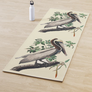 Vintage Audubon Brown Pelican Coastal Bird Art Yoga Mat