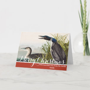 Vintage Audubon Common Loon Bird Nature Art Holiday Card
