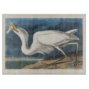 Vintage Audubon Great White Heron Bird Art Cutting Board