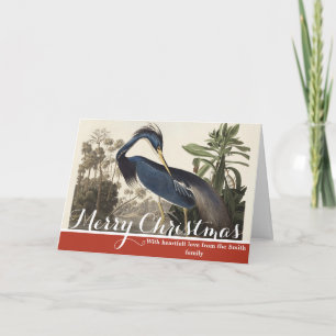Vintage Audubon Louisiana Heron Bird Art Holiday Card