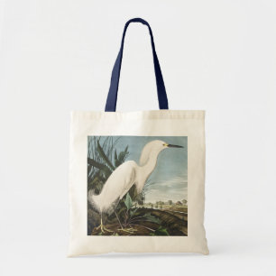 Vintage Audubon Snowy Heron White Egret Bird Art Tote Bag