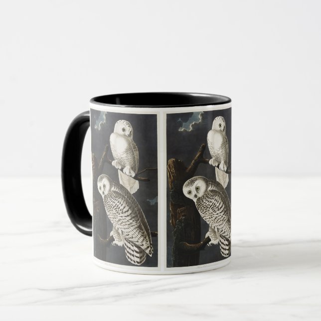 Vintage Audubon Snowy Owl Night Bird Art Mug (Front Left)