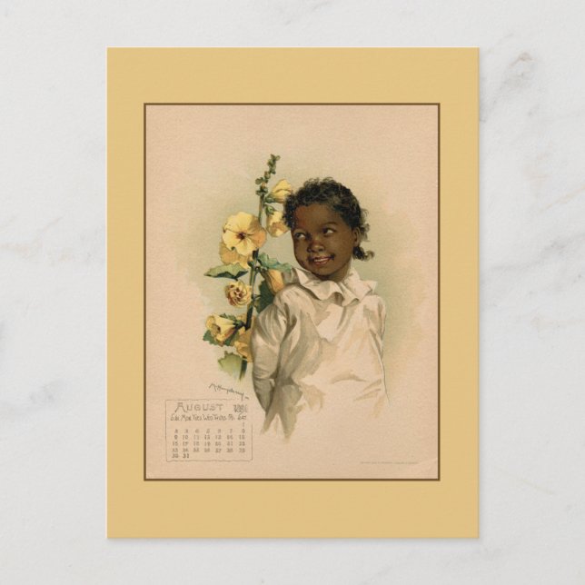 Vintage August 1891 beautiful children drawing Postcard (Front)