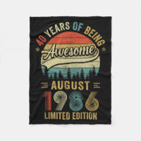 Vintage August 1986 40 Years Old 40th Birthday Men