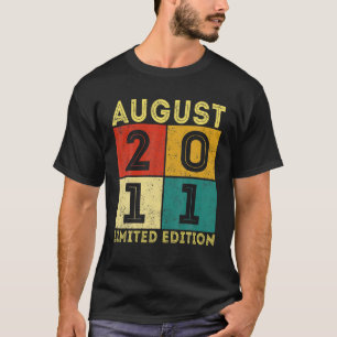 Vintage August 2011 Retro 10Th Birthday 10 Years O T-Shirt