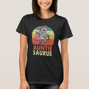 Vintage Auntiesaurus Pink Dinosaur Auntie Family M T-Shirt
