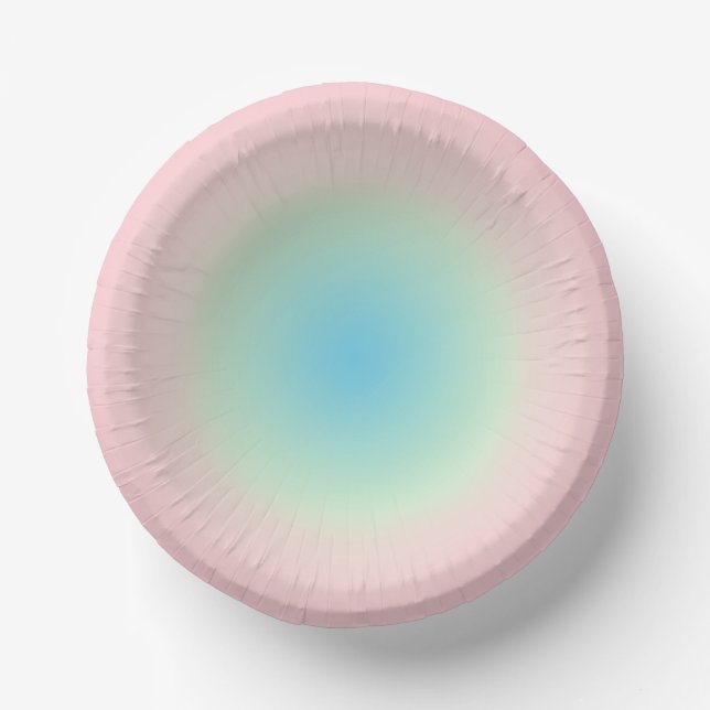 Vintage Aura Blue Pink Gradient Ombre  Paper Plate (Front)