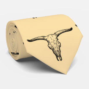 Vintage Aurochs Skull Illustration Tie
