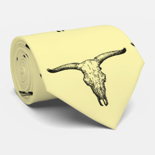 Vintage Aurochs Skull Illustration Tie