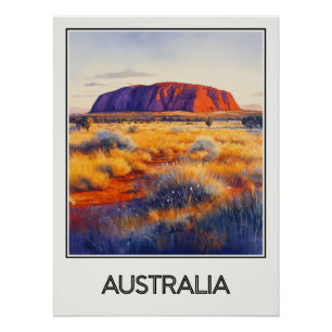 Vintage Australia poster, majesty of Uluru Poster