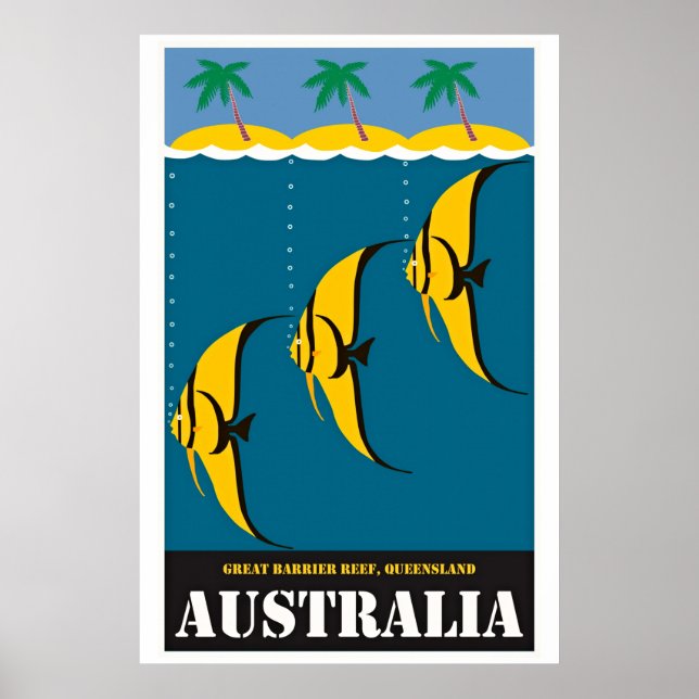 Vintage Australia Travel Illustration Poster (Front)