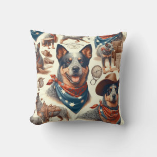 Vintage Australian Cattle Dog Illustration Cushion