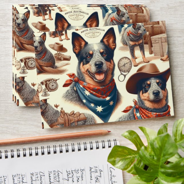 Vintage Australian Cattle Dog Illustration Envelope (Stacked)