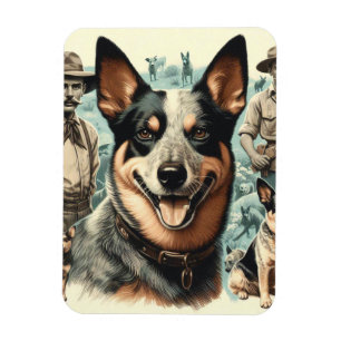 Vintage Australian Cattle Dog Illustration Magnet