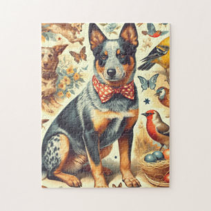 Vintage Australian Cattle Dog Painting Jigsaw Puzzle