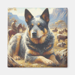 Vintage Australian Cattle Dog Painting Magnet