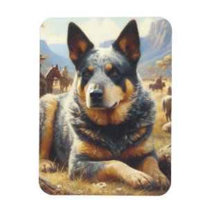 Vintage Australian Cattle Dog Painting Magnet